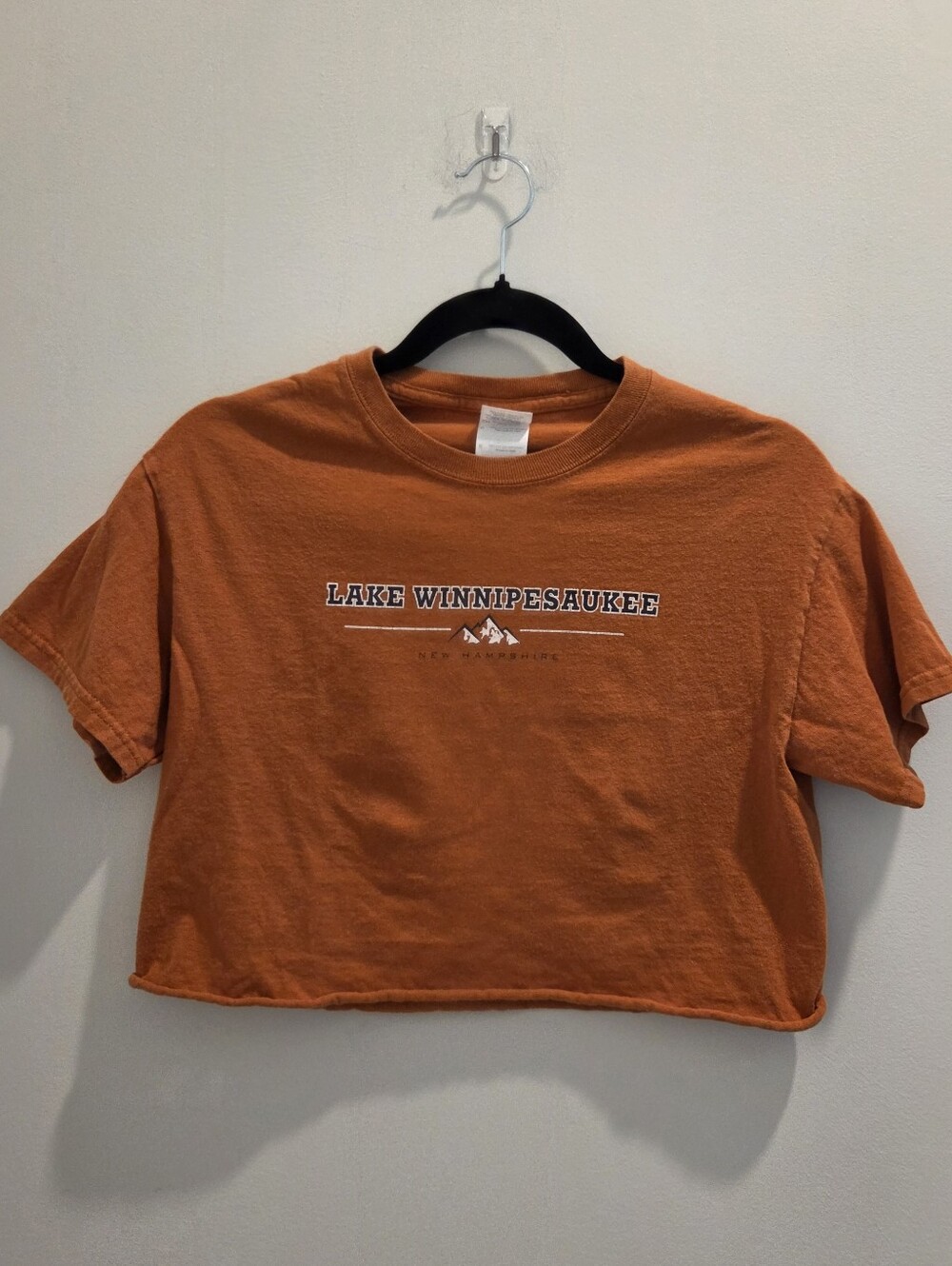 Orange Graphic Lake Winnipesauke NH Cropped Tee